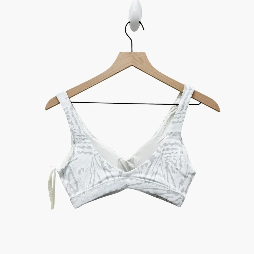 Devon Windsor Lisa Bra Blanco White Grey Zebra Jacquard Sports Bra Small NEW - Picture 5 of 6